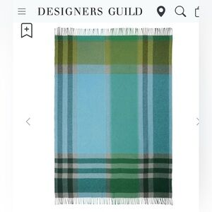 Designers Guild Bampton Emerald Woven Throw Wool blend , 190cmx130cm